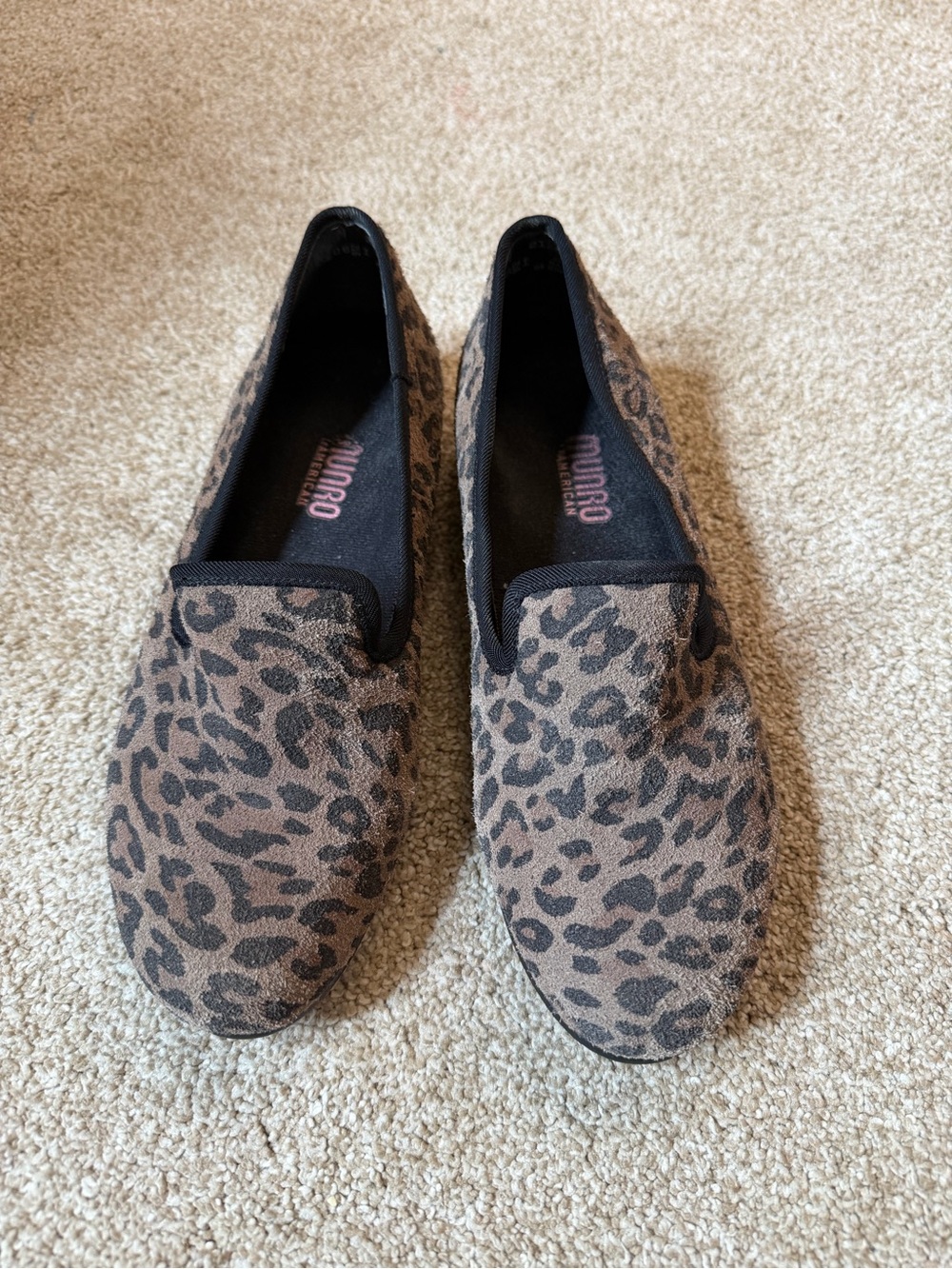 Munro Leopard Print Slip-On Flats - Brown/Black